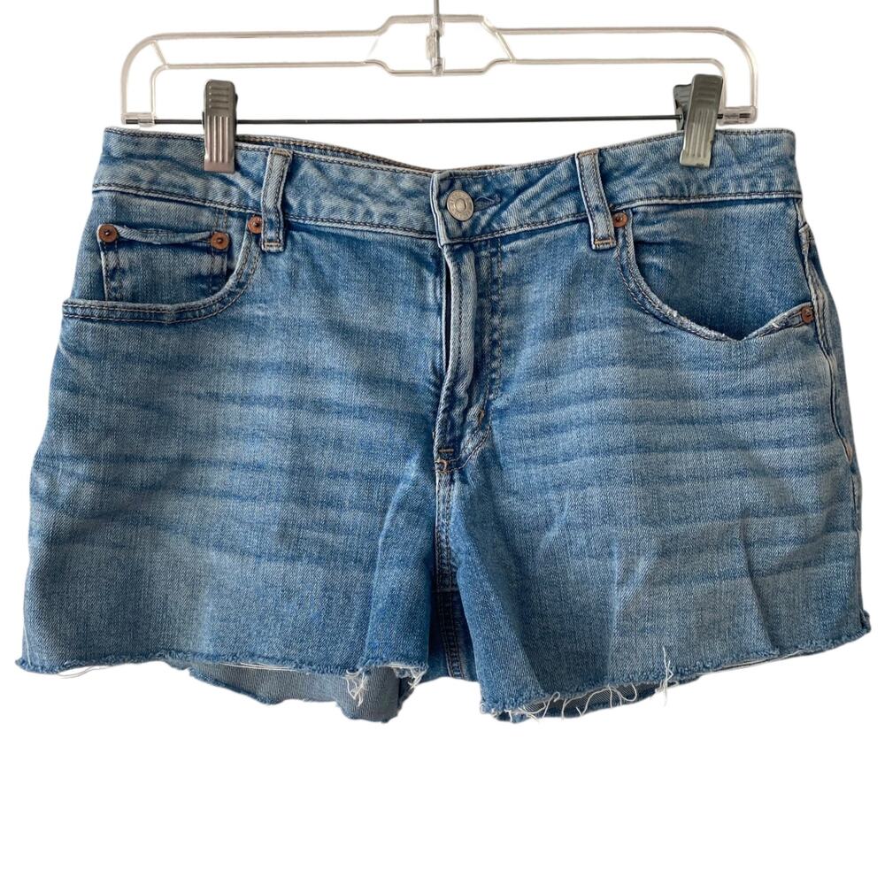 AMERICAN EAGLE Cut Off Denim Jean Shorts Light Blue Wash Size 4 Summer Coastal